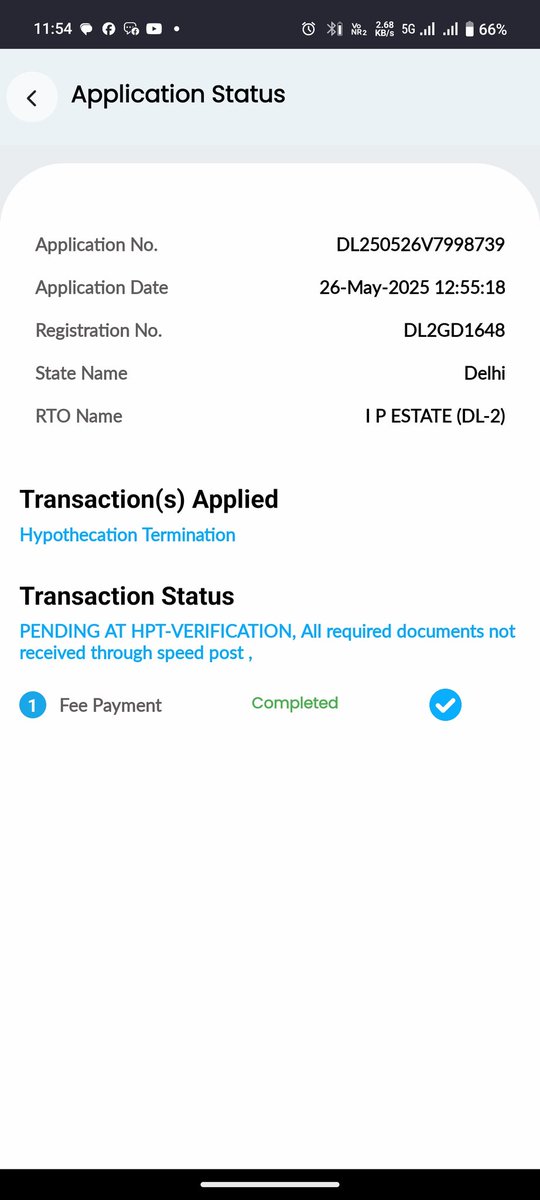 parth_pal's tweet photo. @gupta_rekha @TransportDelhi 
Why the below mentioned application is still pending at rto I P Estate ? No value of @_DigitalIndia initiative if physical visit is required at govt.offices. https://t.co/xJN6j2gV5A