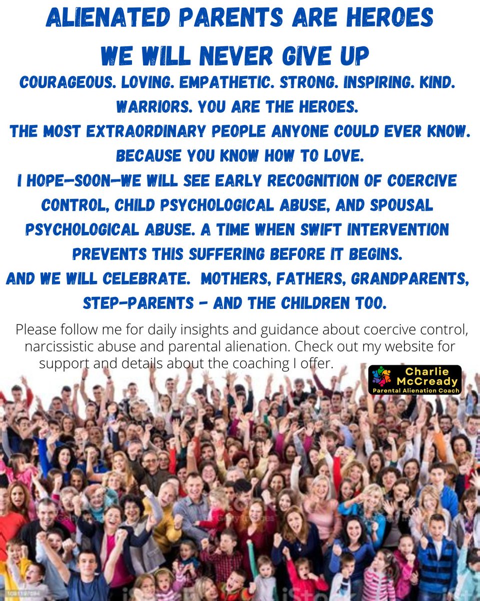 Charlie_PACoach's tweet image. We must stand together. Mothers and fathers. Grandparents and step-parents too. Not against each other but side by side. We are all fighting the same injustice. The same grief. The same abuse. The same loss.

#parentalalienation #mothersmatter #fathersmatter #childcustody