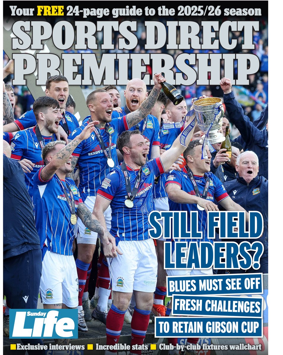Don't miss your free 24-page guide to the new Irish Premiership season inside this weekend's Sunday Life.

The magazine has exclusive interviews, an incredible stats and fixtures wallchart, and the return of Bet McLean Fantasy Football.