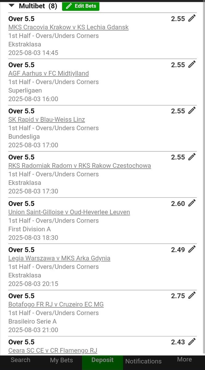 CornersCode's tweet photo. BW8BCBF54

🟢First Half Over 5.5 Corners
💰1829 Odds | Today’s Pressure Slip

We’re cashing in before halftime! ⏳
Corners must fly early🧠🔥

Like + Retweet if you’re loading it
Comment “LOADED” to stand a chance at a voucher 👀💸

#Betway #CornersCode #SlipOfTheDay #SoccerTips https://t.co/IQq3CUFp0R