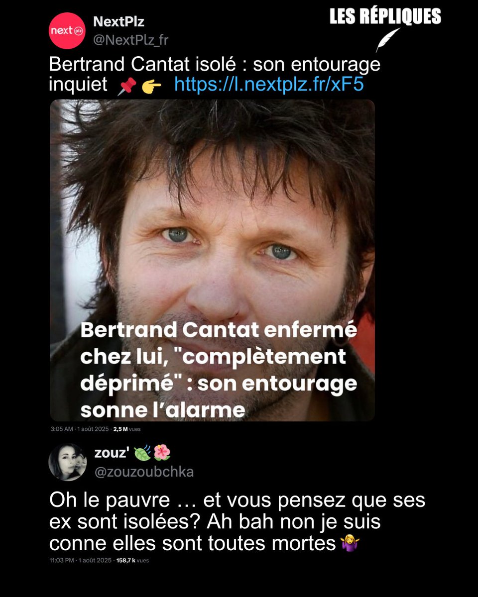 Depuis la réouverture de l’enquête sur la mort de son ex-femme Krisztina Rády, Bertrand Cantat ne sortirait plus de chez lui depuis plusieurs semaines

<a href="/zouzoubchka/">zouz' 🍃🌺</a>