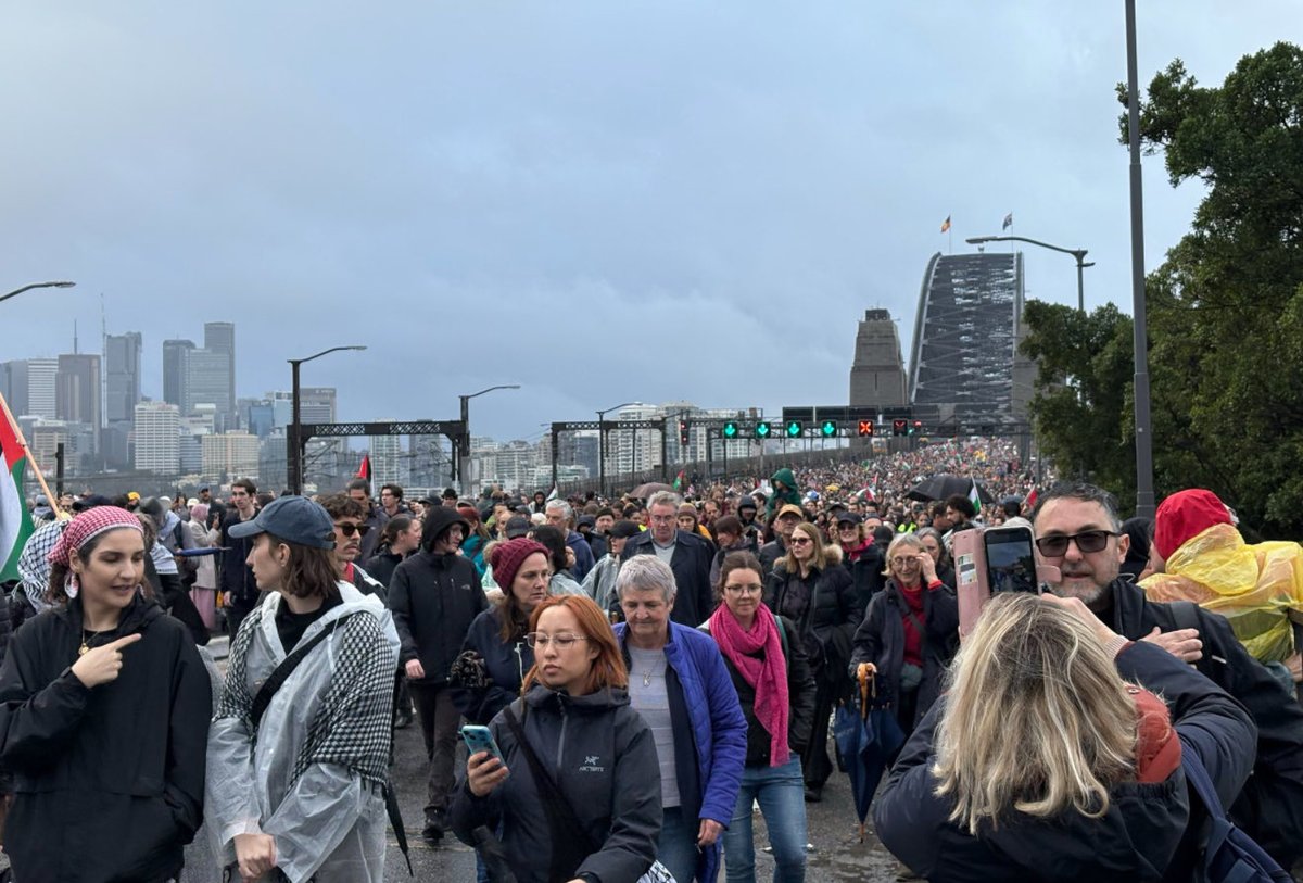 Over 100,000 Australians marched across the symbolic heart of Sydney today, and together we showed more leadership on one rainy afternoon than our PM and Foreign Minister have shown in 2 years from the comfort of their offices. Free Palestine. Sanction Israel. 🇵🇸 🕊️