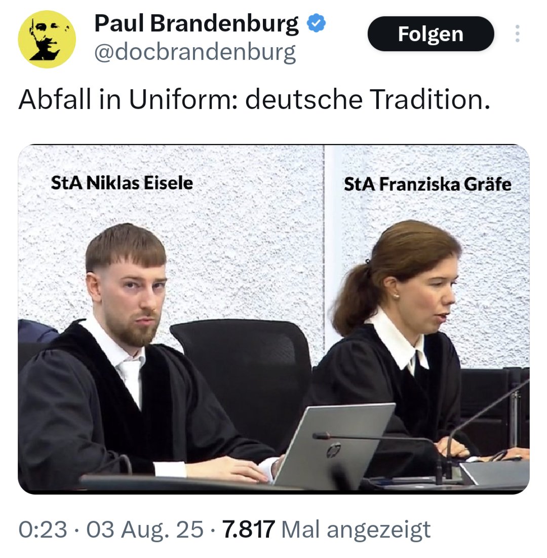 Das ist übrigens der Typ, der sich ständig über "Faschismus" beschwert. Entmenschlichung war eine Grundvoraussetzung für die Verbrechen der Nazis.