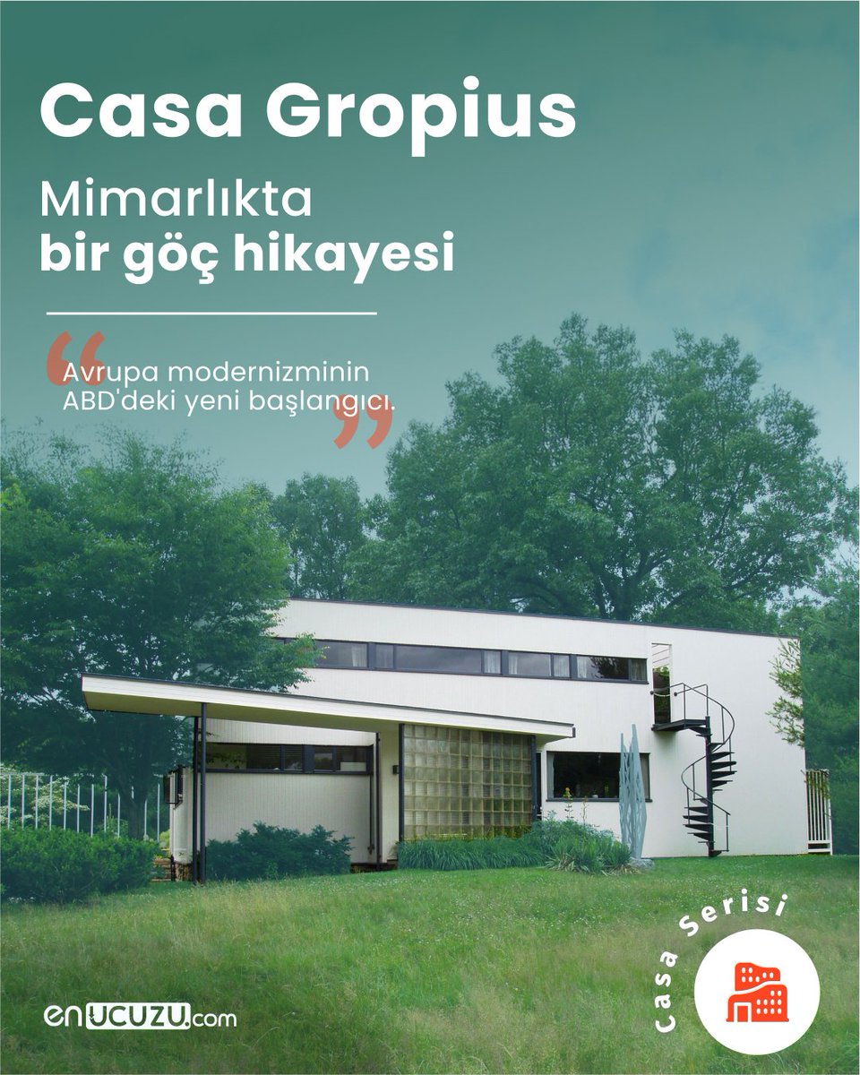 enucuzucom's tweet photo. 🎨 Casa Gropius: Modernizmin Yeni Dünyaya Yolculuğu
Avrupa’dan Amerika’ya uzanan bir mimarlık göçü…
Walter Gropius’un tasarladığı bu yapı, yalnızca bir ev değil; modern mimarinin ABD’deki kök salış hikayesi.

📍 Casa Serisi ile dünya mimarisinin izini sürmeye devam ediyoruz!

#CasaGropius #ModernMimarlık #Bauhaus #MimarlıkTarihi #CasaSerisi #enucuzuilekeşfet #MimariKeşifler #WalterGropius #MimarlıktaGöç #Modernizminİzinde