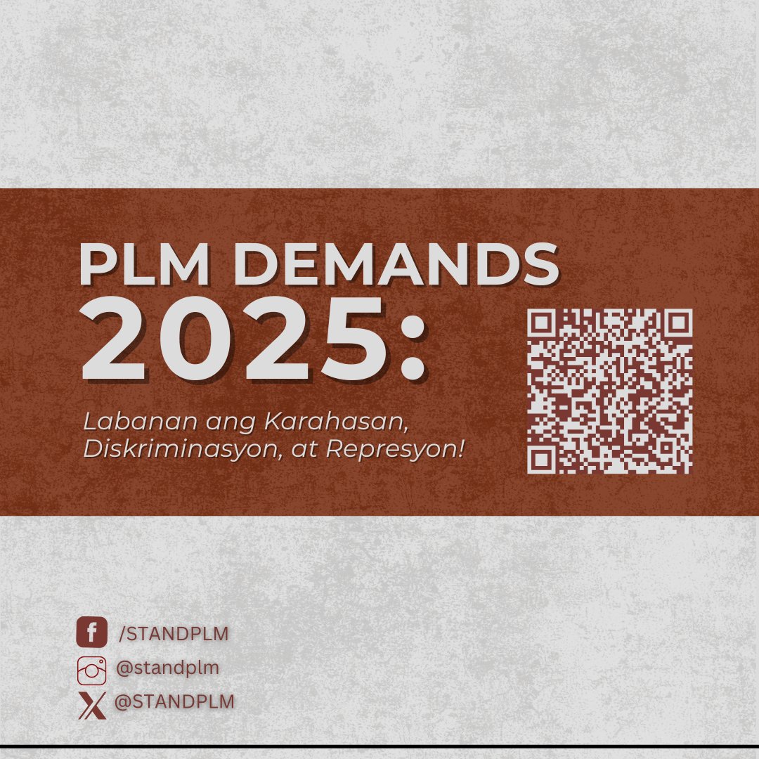 STANDPLM's tweet photo. Basahin ang buong PLM Demands 2025, gamit ang QR code o link na ito:
https://t.co/HuS8QvhJuA
https://t.co/HuS8QvhJuA
https://t.co/HuS8QvhJuA

#PLMDemands2025
#FirstDayFight
#IskolarNgBayanLumalaban
#STANDPLM https://t.co/0TvR6nVohW