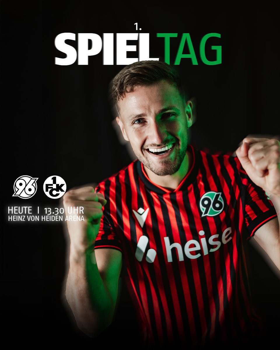 Hannover96's tweet image. SPIELTAG! 🏟️ Endlich geht's wieder los! 😍

Wenige Resttickets gibt's hier: ➡️ hannover96.de/ticketshop. 

Alles zum Spiel: ➡️ hannover96.de/app.

#H96FCK #H96 #NiemalsAllein ⚫️⚪️💚
