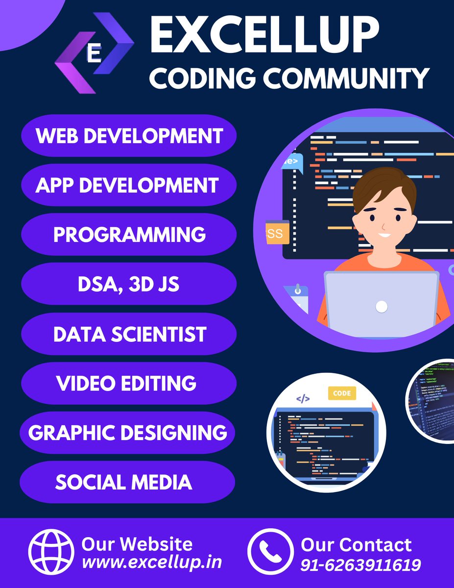 ExcellupHub's tweet photo. Excellup – Turning Learners into Coders!
📍 Balaghat | 💻 Web Dev &amp; Programming Classes
#LearnToCode #Excellup #Balaghat https://t.co/z23m9SG9tV