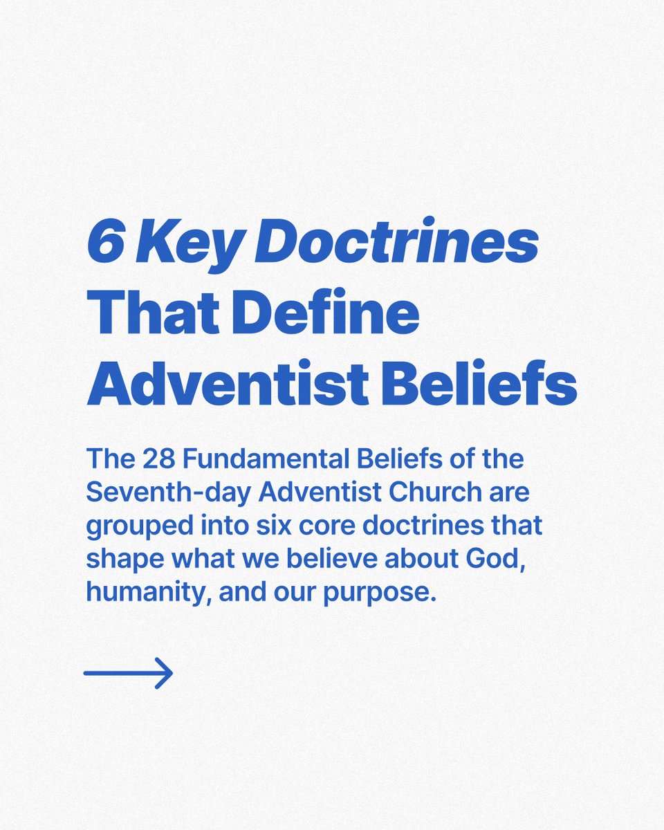 adventistchurch's tweet photo. Seventh-day Adventists hold 28 fundamental beliefs, but they all fit into six key doctrines that shape our faith.

Swipe left to learn more! https://t.co/B7WaNGcR9F