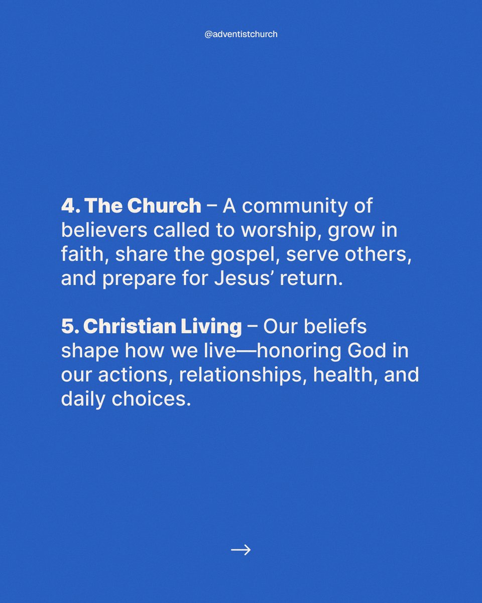 adventistchurch's tweet photo. Seventh-day Adventists hold 28 fundamental beliefs, but they all fit into six key doctrines that shape our faith.

Swipe left to learn more! https://t.co/B7WaNGcR9F
