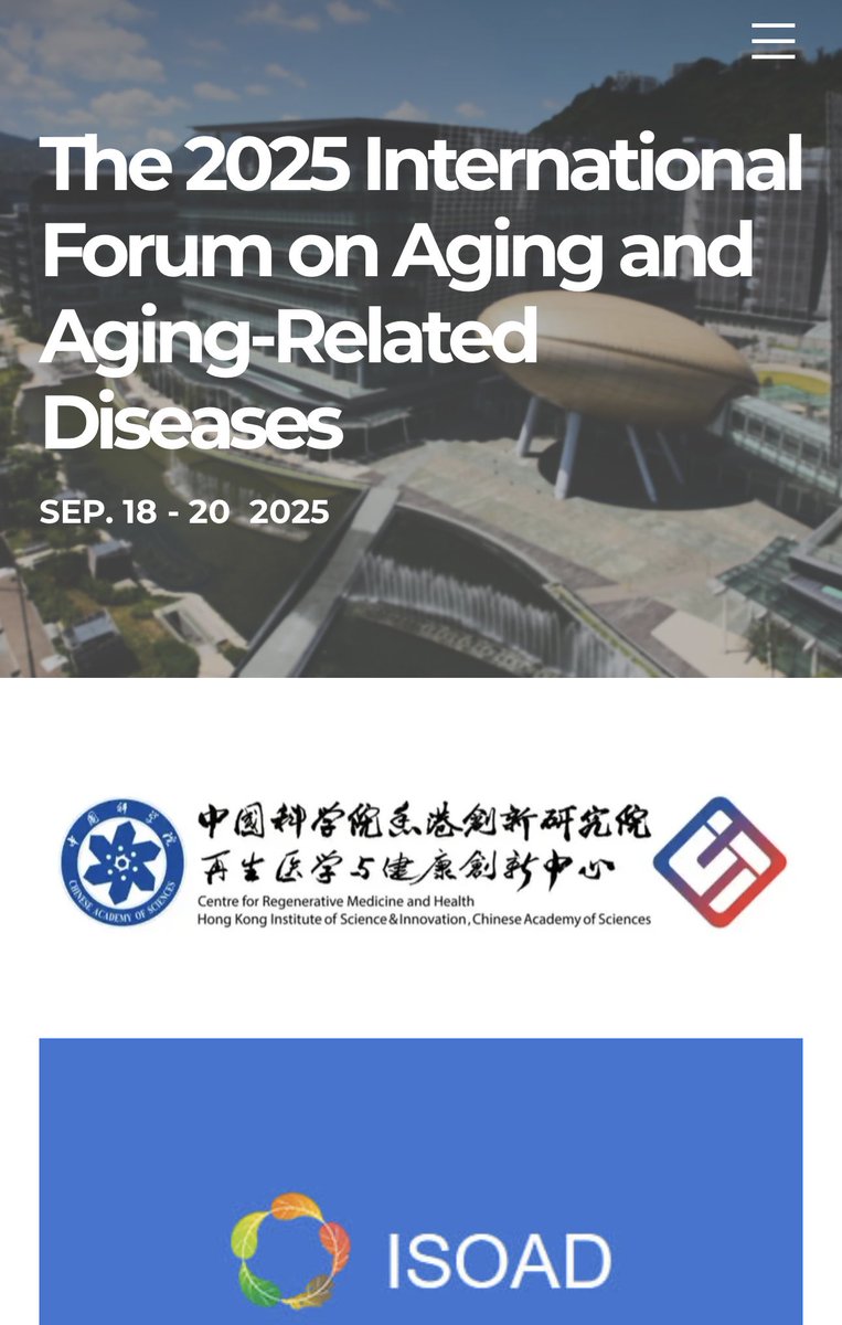 FangGroup (@thefanggroupuio) on Twitter photo “The 2025 International Forum on Aging and Aging-Related Diseases”, SEP. 18 - 20 2025. Evandro Fang (UiO, <a href="/NoAge100/">NO-Age and NO-AD Joint Venture</a>), Sebastien Thuault (<a href="/NatureAging/">Nature Aging</a>), Philippa Harris (LancetHealthy Longevity) et al.
Please register (free) for free attendance!
…5internationalforumonaging.weebly.com “The 2025 International Forum on Aging and Aging-Related Diseases”, SEP. 18 - 20 2025. Evandro Fang (UiO, <a href="/NoAge100/">NO-Age and NO-AD Joint Venture</a>), Sebastien Thuault (<a href="/NatureAging/">Nature Aging</a>), Philippa Harris (LancetHealthy Longevity) et al.
Please register (free) for free attendance!
…5internationalforumonaging.weebly.com