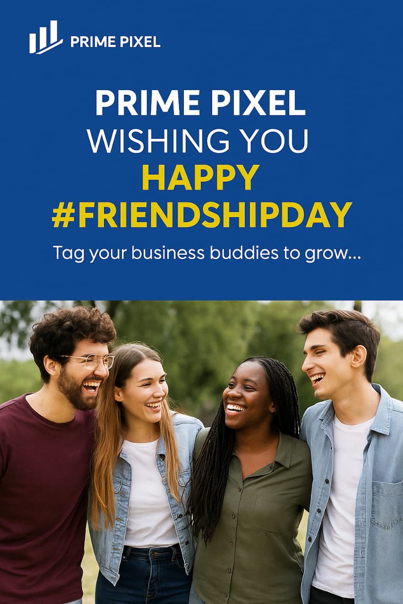 prime_pixel_15's tweet photo. 🎉 Happy #FriendshipDay from Prime Pixel! 🤝✨
Friends who hustle together, grow together! 🌱🚀
💼 Tag your startup buddies and let's build an empire together!
We grow, we support, we rise — together 💪
#StartupCircle #StudentBusiness #PrimePixel #GrowTogether https://t.co/bMtaLxn55C