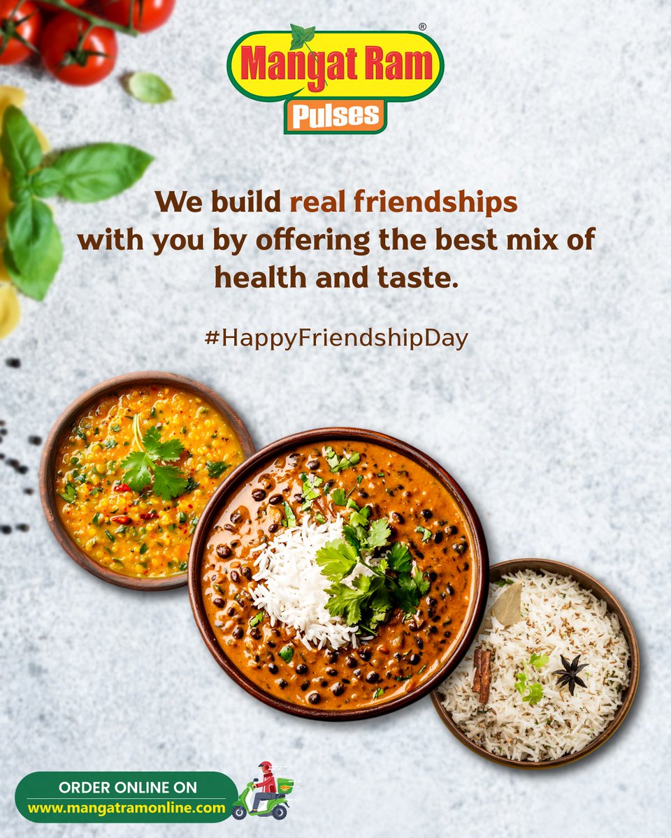 mangatramdal's tweet photo. Real Bonds, Real Flavours.
We celebrate friendship with a perfect blend of health &amp; taste—just like true friends, always good for you! 💚

To Order Online Visit: https://t.co/VVx2yqbFMx

#MangatRamOnline #happyfriendshipday #healthyfriendship #basmatirice #indoripoha #poha https://t.co/Bw5ifxE8um