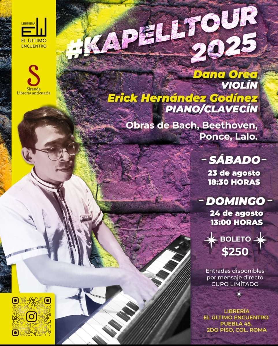 Agosto con A de kApelltour, ¿coincidencia?

Habrá regalos de bienvenida.

Lugares limitados 

Boletos con <a href="/UltimoLibreria/">E l ú l t i m o e n c u e n t r o 📚</a>
Y <a href="/CafeYDiscos/">Emilio</a>