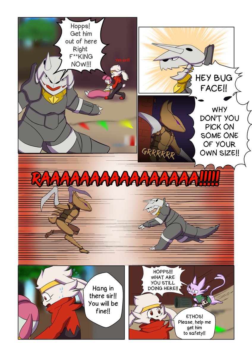 NovaartsSfw's tweet photo. BHPS Ch1 Pg 46 [Fated Encounter]
Why don't you pick on someone of your own size!!
Front facing Aggron is very hard to draw....

#Pokemon #PMD #Pokemonmysterydungeon #comic #pmdcomic #digitalart https://t.co/se4O1VFlzN