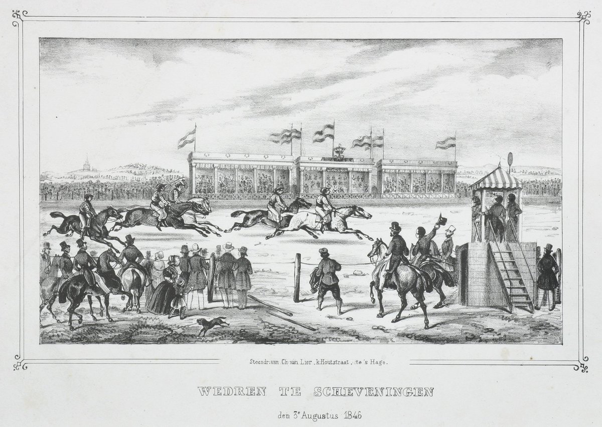 Op 3 augustus 1846 vonden de eerste paardenraces op de renbaan in Scheveningen plaats. Die dag kwamen meer dan 3000 mensen naar de races kijken. 
De Scheveningse renbaan lag in de duinen achter het strand, tussen de huidige Gevers Deynootweg en de Badhuisweg. 1)