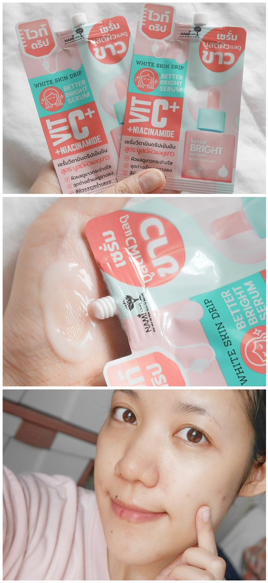 PangLReview's tweet photo. Nami เริสสสอีกแล้วว ออกสินค้าตัวใหม่ นามิไวท์ดริป เซรั่มวิตามินดริปเข้มข้น มีส่วนผสมของวิตซี+Niacinamide ช่วยบูสต์ผิวปรับผิวให้ดูกระจ��างใส ลดจุดด่างดำ รวมไปถึงรอยสิวก็ดูจางลง เนื้อเซรั่มบางเบา แต่ให้ความชุ่มชื้นผิวจึ้งมาก ผิวดูฉ่ำ อิ่มน้ำ ใช้ไปเรื่อยๆ ผิวดูเรียบเนียนขึ้นด้วย แล้วทำมาในราคาน่ารักเกิ้นน แค่ 49฿ คุณภาพเกินราคาสุด พิกัด7-11 จ้า