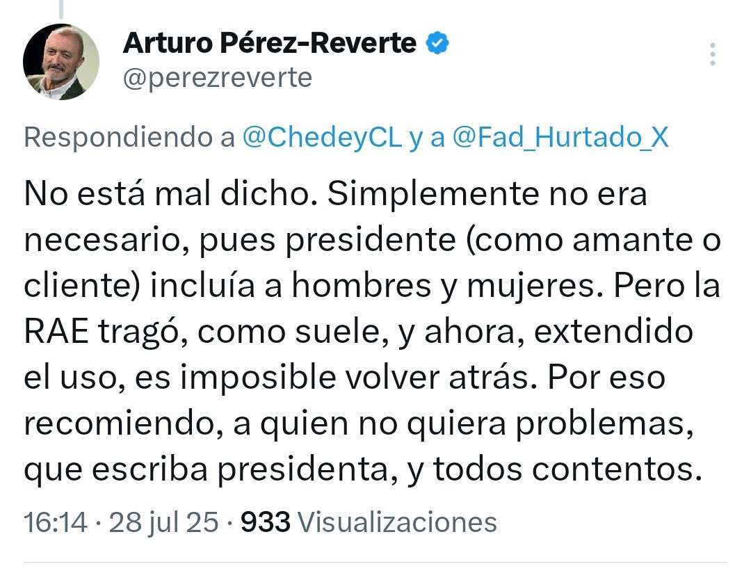 Claro que sí, Arturo. No es necesario usar «presidenta» porque «presidente» ya incluye a hombres y mujeres. Igual que «amante», «cliente», «cantante»…

Qué curioso que «sirvienta» o «asistenta» no te chirríen tanto.