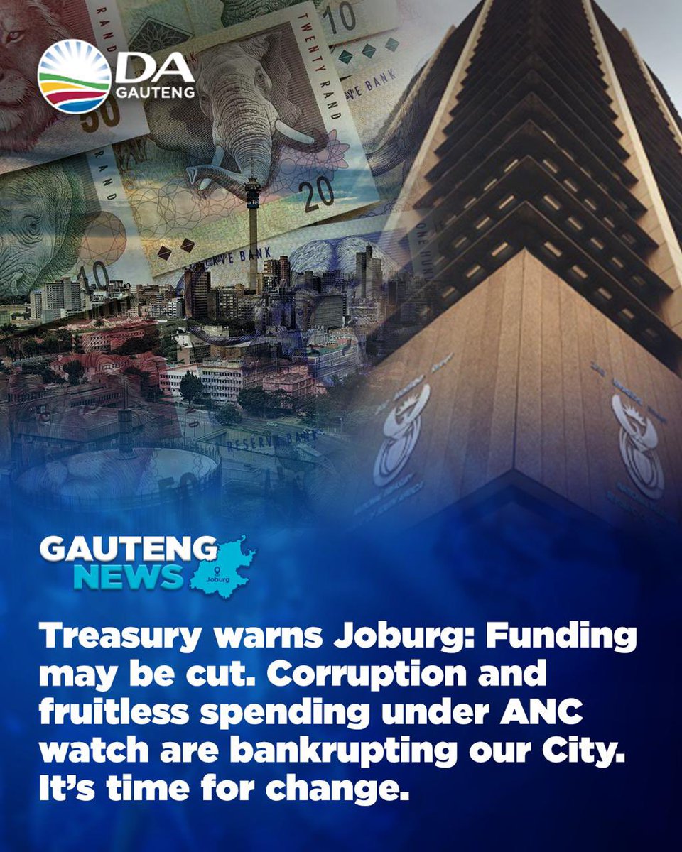 DAGauteng's tweet image. 💰🚨The DA has been warning against blatant ANC-mismanagement in Joburg for years. Only the DA is able to turn Joburg around. 

Read more here: dagauteng.org.za/2025/08/nation…
