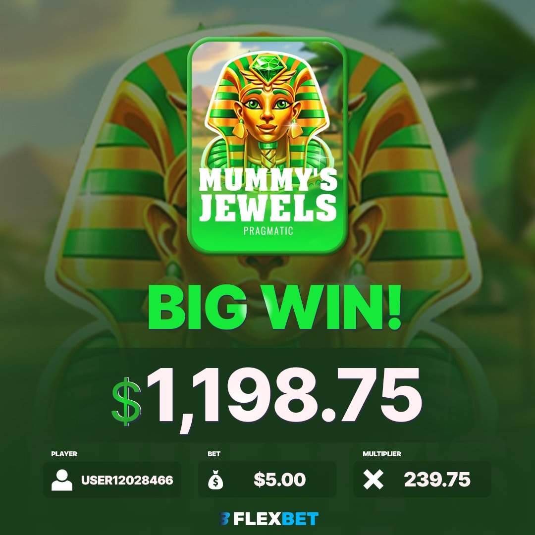 RobSimeoni's tweet image. $5 in, $1.198 out. That’s how you flex on Flexbet 🤑
 Mummy’s Jewels coming in clutch 💎

#Flexbet #BigWin #SlotsWin