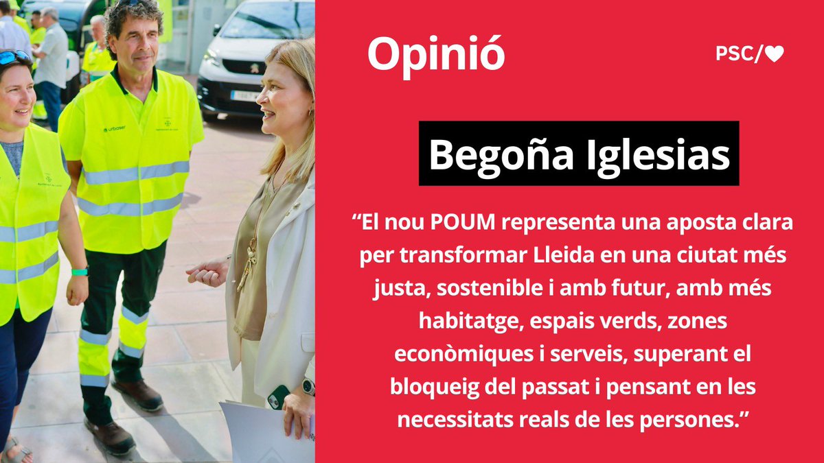 'Lleida, amb més futur que mai'

Us convidem a llegir l'article d'opinió de l'alcaldessa accidental <a href="/begonyaiglesias/">Begoña Iglesias</a>.

👉 socialistes.cat/actualitat/lle…

Feliç diumenge! 🌹