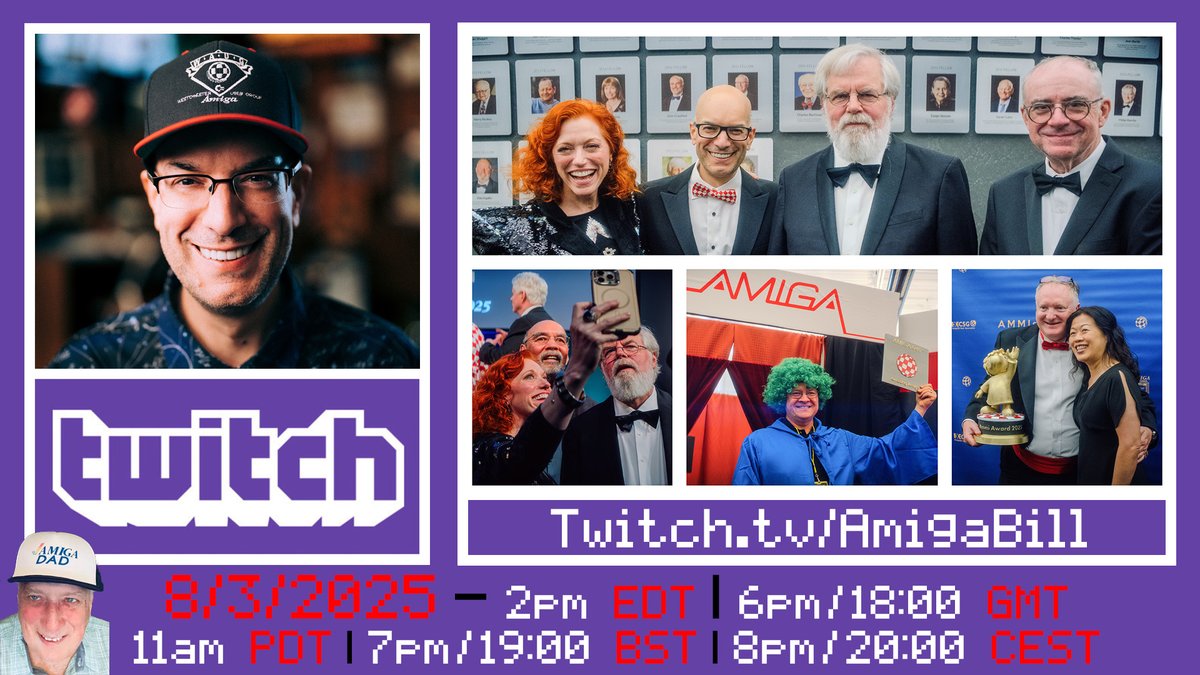 Live Stream Today Sunday Funday August 3rd, 2025 - 2pm EDT/6pm GMT/7pm BST/8pm CEST - Amiga 40 Silicon Valley/VCF West Hangover &amp; Re-cap. Live from Human Interact Studios #commodore #commodoreamiga #amiga #retrogaming #AmigaBill LINK: twitch.tv/amigabill