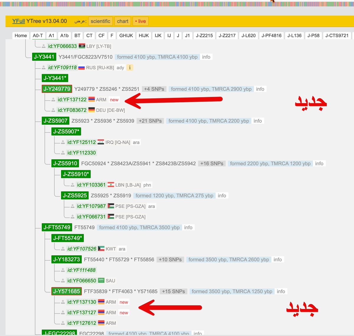 xxxasy2's tweet photo. 🔴🔴🔴 خطوط جديدة في الواي فل من ارمينيا تحت:

التحور J1-YSC0000076

تلك النتائج المضافة لمشجر الواي فل واتوقع ان هناك نتائج من نفس المنطقة لم تضاف في مشجر الواي فل
لا اتوقع ان لدي��م موروث سبأي انما اتوقع انهم سريان لألتقائهم بنتائج من سوريا والعراق ولبنان وبعضهم يلتقوا ايضاً برفات لبنان/بيروت
