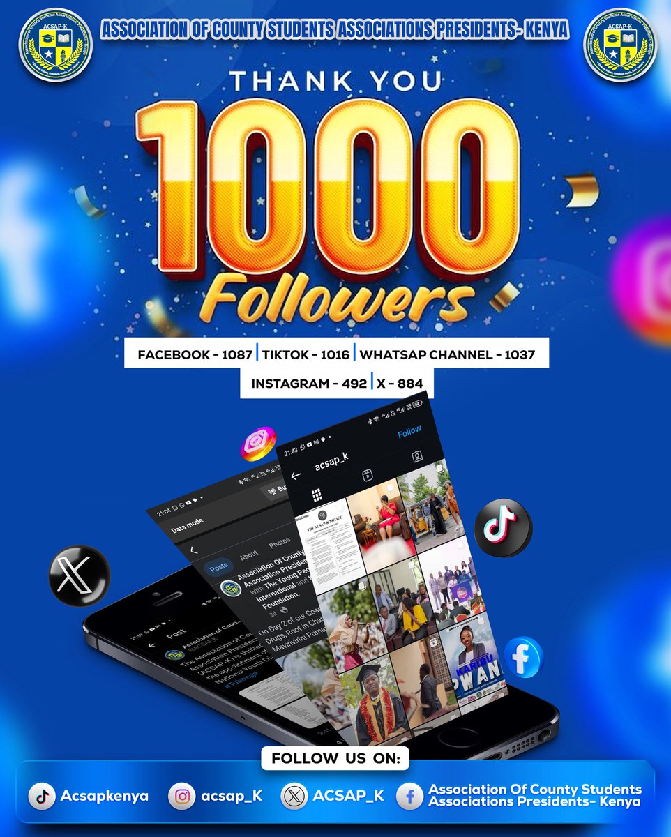 ACSP_K's tweet photo. Thank you all for your incredible support! We're thrilled to have surpassed 1,000 followers and are so grateful to have you as part of our community.
#Tubonge #groundzero #acsapkenya https://t.co/pOwfdaW8Re