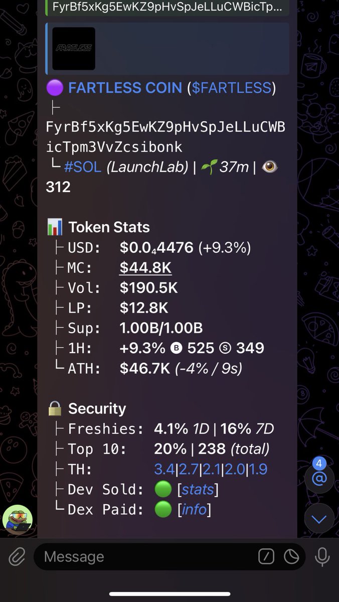 Sol_Gems004's tweet photo. CA) $FARTLESS
FyrBf5xKg5EwKZ9pHvSpJeLLuCWBicTpm3VvZcsibonk https://t.co/YJL8zE290O