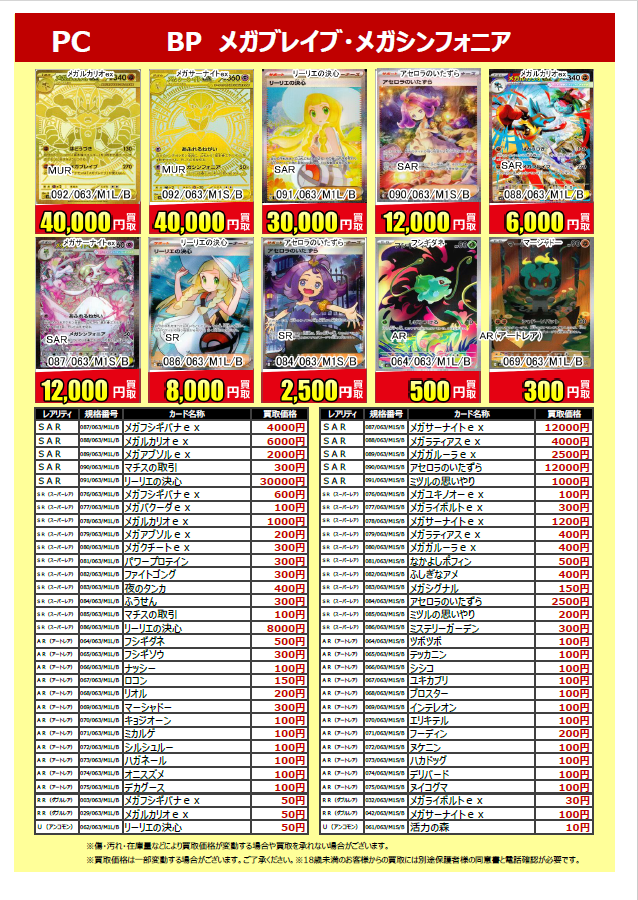 ポケカ 新弾買取情報📢 8/3更新 メガルカリオex(MUR) メガサーナイトex