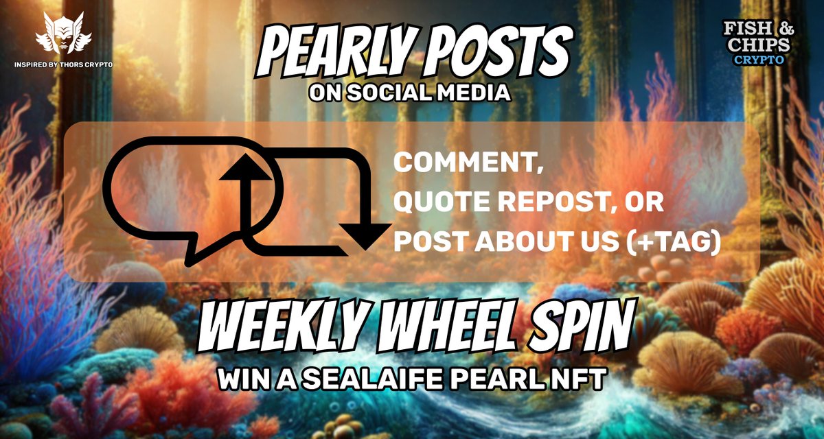 Make sure you're on the wheel this week! 

🟢1x10 $POL SeaLaife Pearl NFT up for grabs 

Learn more about us: fishandchipscrypto.com
