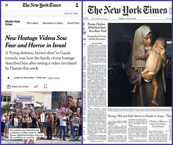 1/
Side by side — so you can see the contempt international media shows for Israeli hostages.
<a href="/nytimes/">The New York Times</a> gave prominent coverage to a Gaza baby later found to have a congenital illness.
Evyatar David – starved, held 660+ days by Hamas – got one line.

They saw. They didn’t care.