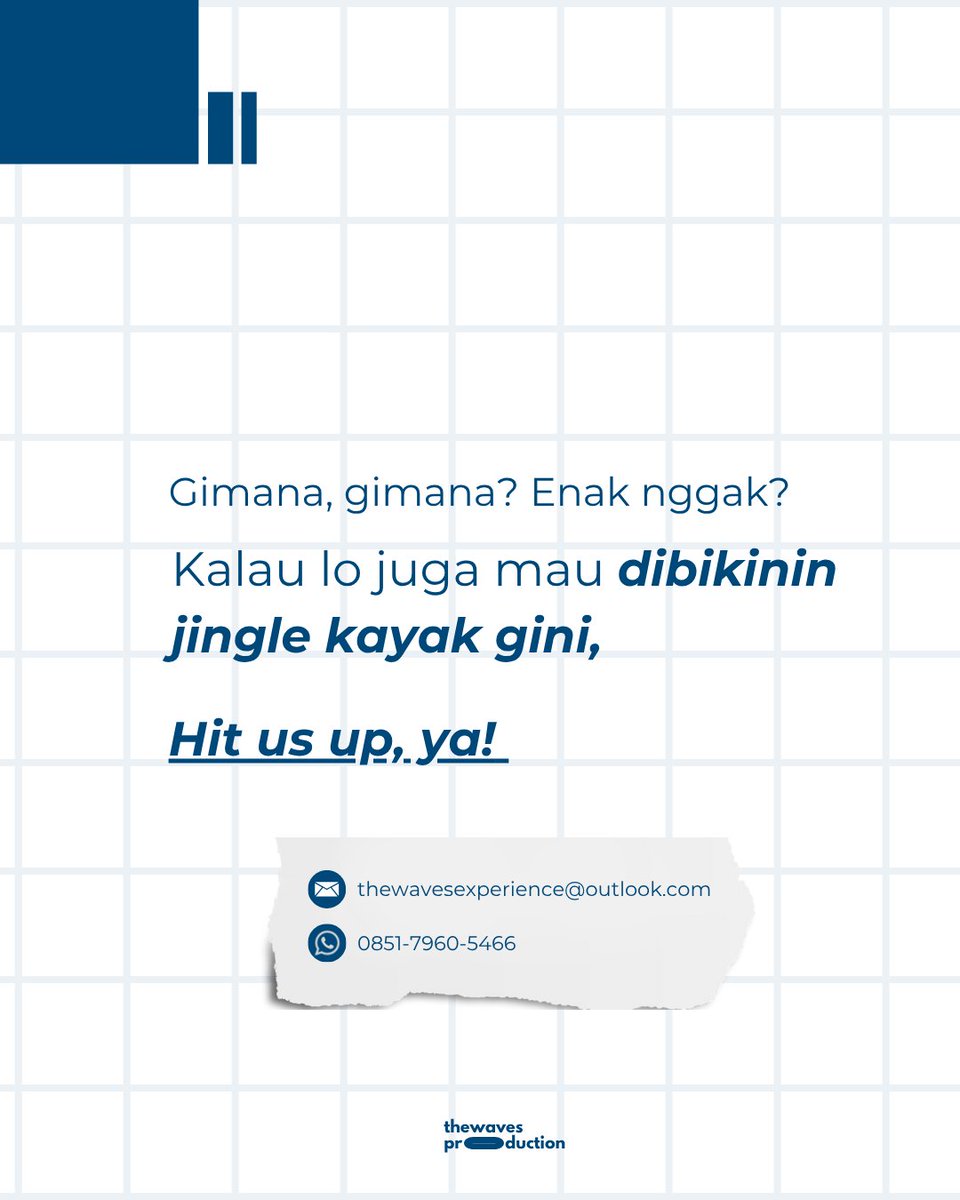 thewavesprod's tweet photo. Gimana menurut lo?

Kalau mau dibikinin jingle kayak gini, hit us up ya~ https://t.co/GvPXKdrxvh