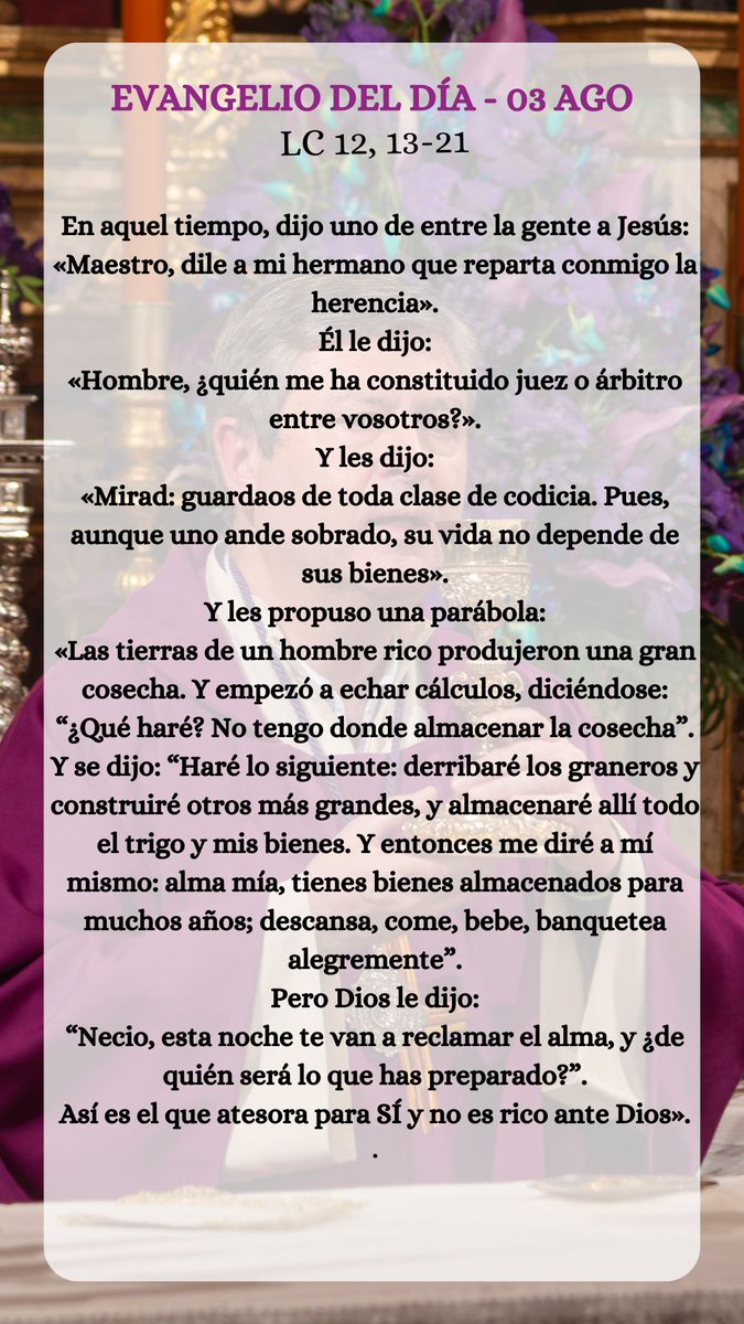 XVIII Domingo del Tiempo Ordinario, les dejamos el Santo Evangelio para su lectura y reflexión