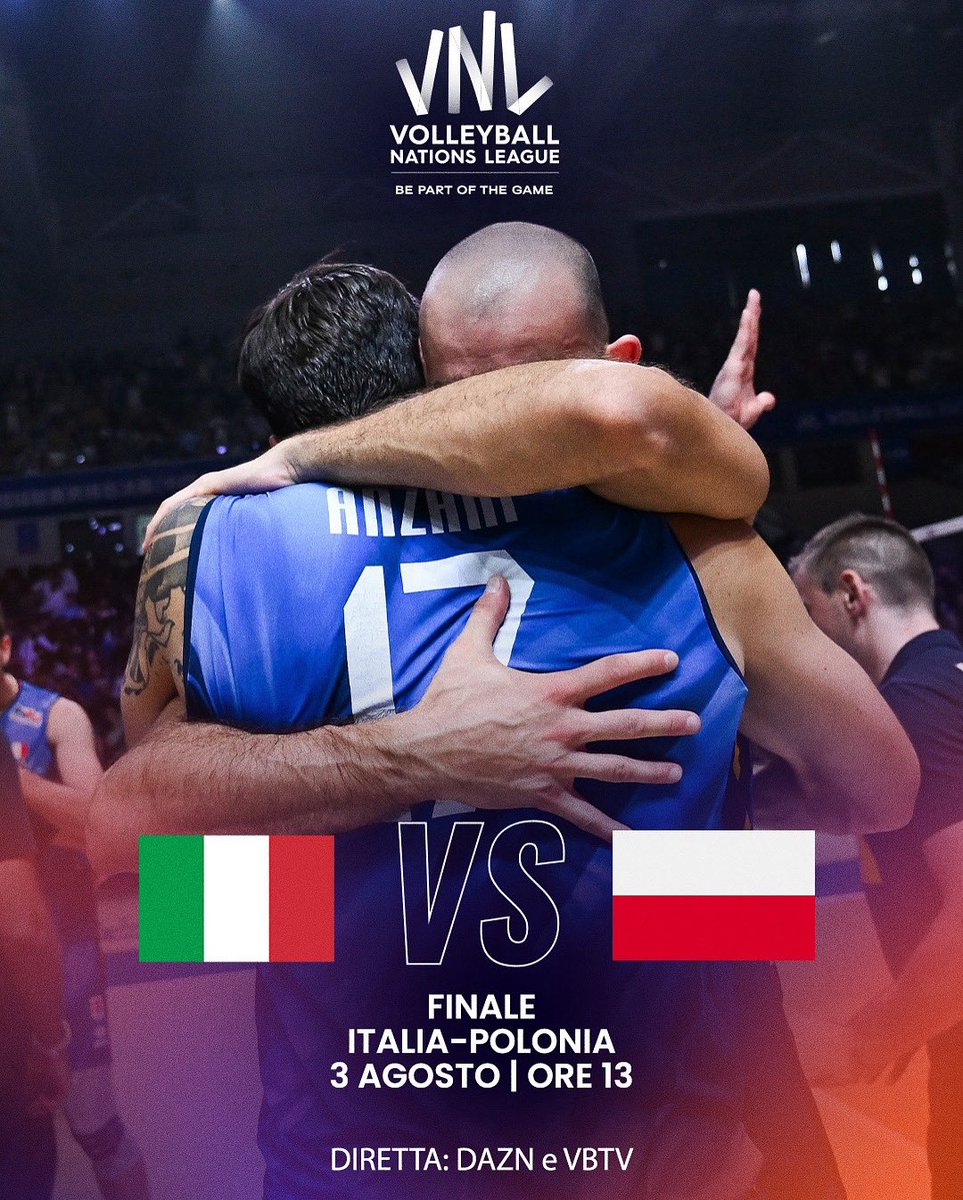 Federvolley โญ๏ธโญ๏ธโญ๏ธโญ๏ธโญ๏ธ (@federvolley) on Twitter photo ๐จ๐ณ VNL FINALS ๐จ๐ณ
๐ซถ๐ป Per abbracciarci ancora piรน forte!! ๐ฅ
โฐ 13, ๐ฎ๐น ๐ ๐ต๐ฑ
๐บ <a href="/DAZN_IT/">DAZN Italia</a> e <a href="/volleyballworld/">Volleyball World</a> TV
#LaNazionale | #VNL2025 | #BePartOfTheGame ๐จ๐ณ VNL FINALS ๐จ๐ณ
๐ซถ๐ป Per abbracciarci ancora piรน forte!! ๐ฅ
โฐ 13, ๐ฎ๐น ๐ ๐ต๐ฑ
๐บ <a href="/DAZN_IT/">DAZN Italia</a> e <a href="/volleyballworld/">Volleyball World</a> TV
#LaNazionale | #VNL2025 | #BePartOfTheGame