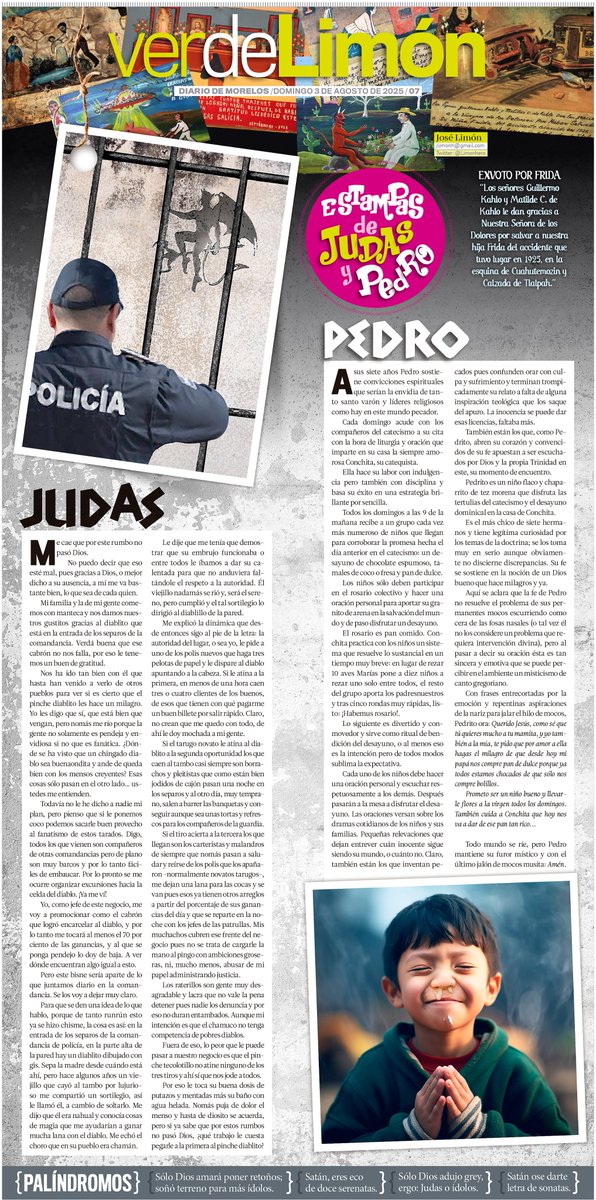 limonhero's tweet photo. El #VerdeLimon se puso tantito místico.
Comparto un par de alegorías sobre el bien y el mal a través de personajes simples del imaginario popular.

Gracias por la lectura y difusión.
¡Felilz domingo de #verdelimon !
#EstampasdeJudasyPedro
#PalindromosdeLimon
#Exvotos https://t.co/AfzP85D0BL