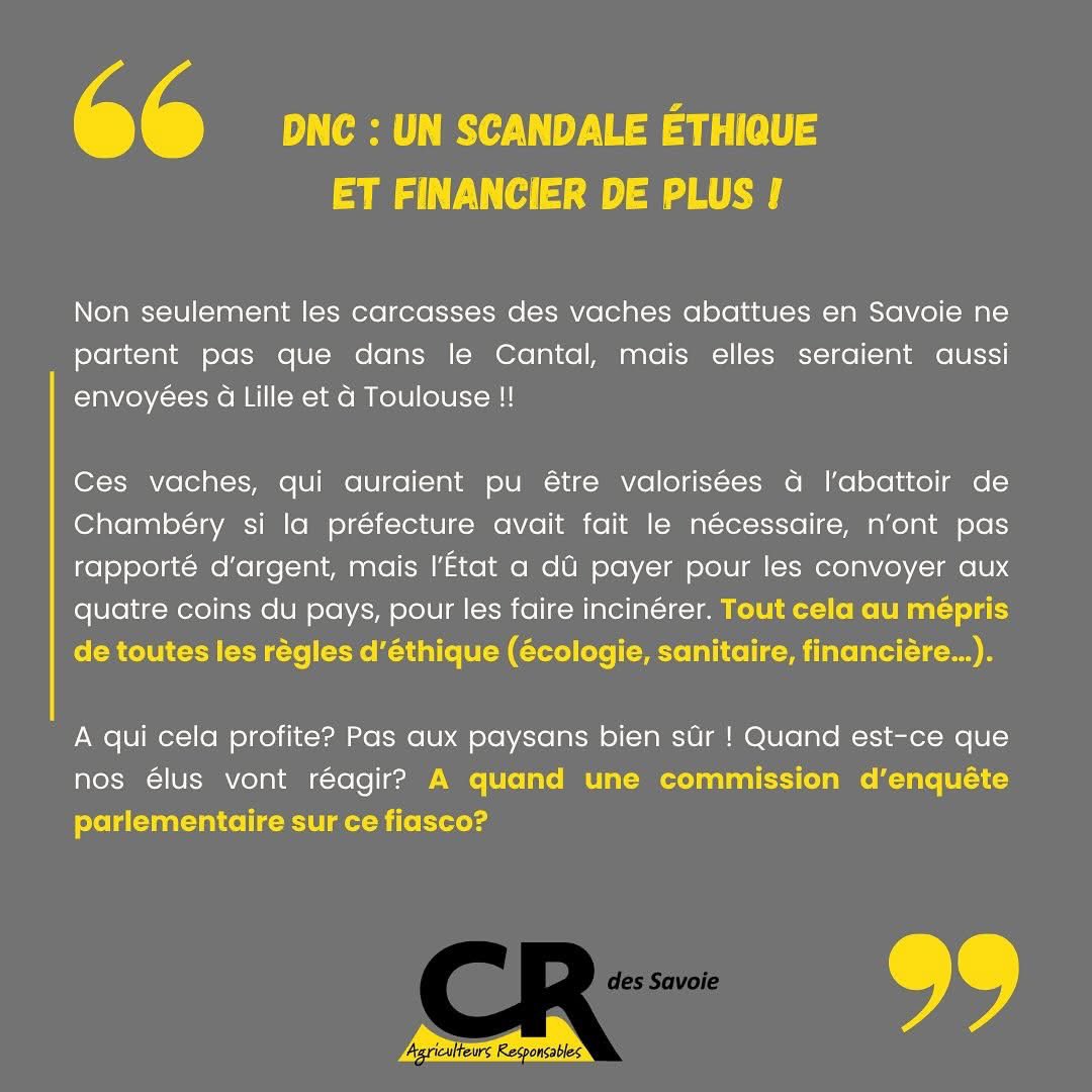 🔴 #DNC | LE CANTAL NE BRÛLERA PAS LEUR FOLIE SANITAIRE !
𝐐𝐔𝐀𝐍𝐃 𝐋’𝐄́𝐓𝐀𝐓 𝐀𝐁𝐀𝐓, 𝐋𝐀 𝐒𝐎𝐋𝐈𝐃𝐀𝐑𝐈𝐓𝐄́ 𝐒𝐄 𝐋𝐄̀𝐕𝐄.

💥 Des carcasses en décomposition, venues de Savoie, débarquent dans le Cantal.
💥 Les fours des zones touchées sont saturés ? On déplace le