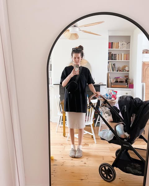 NeutralNestHome's tweet photo. Bought a huge mirror after having a baby—smart? Nope  But I love it. Not toddler-friendly, but it’s perfect for outfit pics… even if I’m hiding the chaos behind me 😂 #MomLife #HomeStyle #OOTDReality #MirrorMoments #InteriorDiaries https://t.co/UUdY7Ofils
