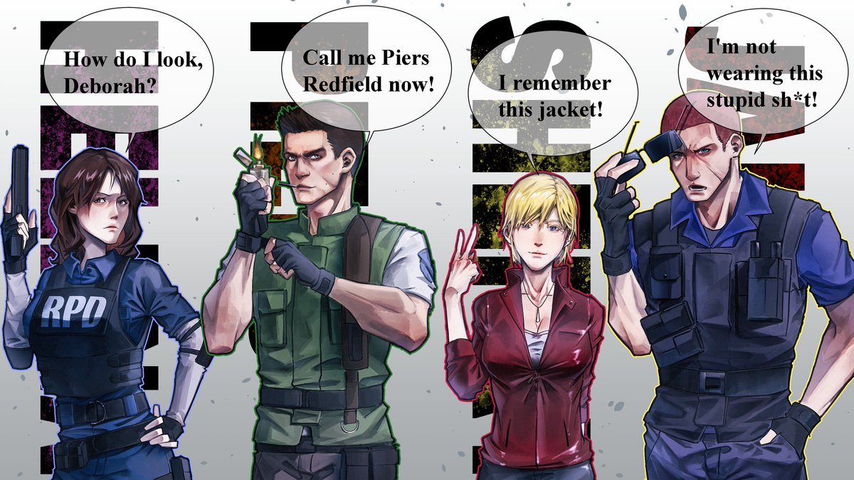 Successors 
#pixiv pixiv.net/artworks/13344… 
The younger successors cosplaying~
#ResidentEvil @ResidentEvil6 #HelenaHarper
#PiersNivans #SherryBirkin #JakeMuller