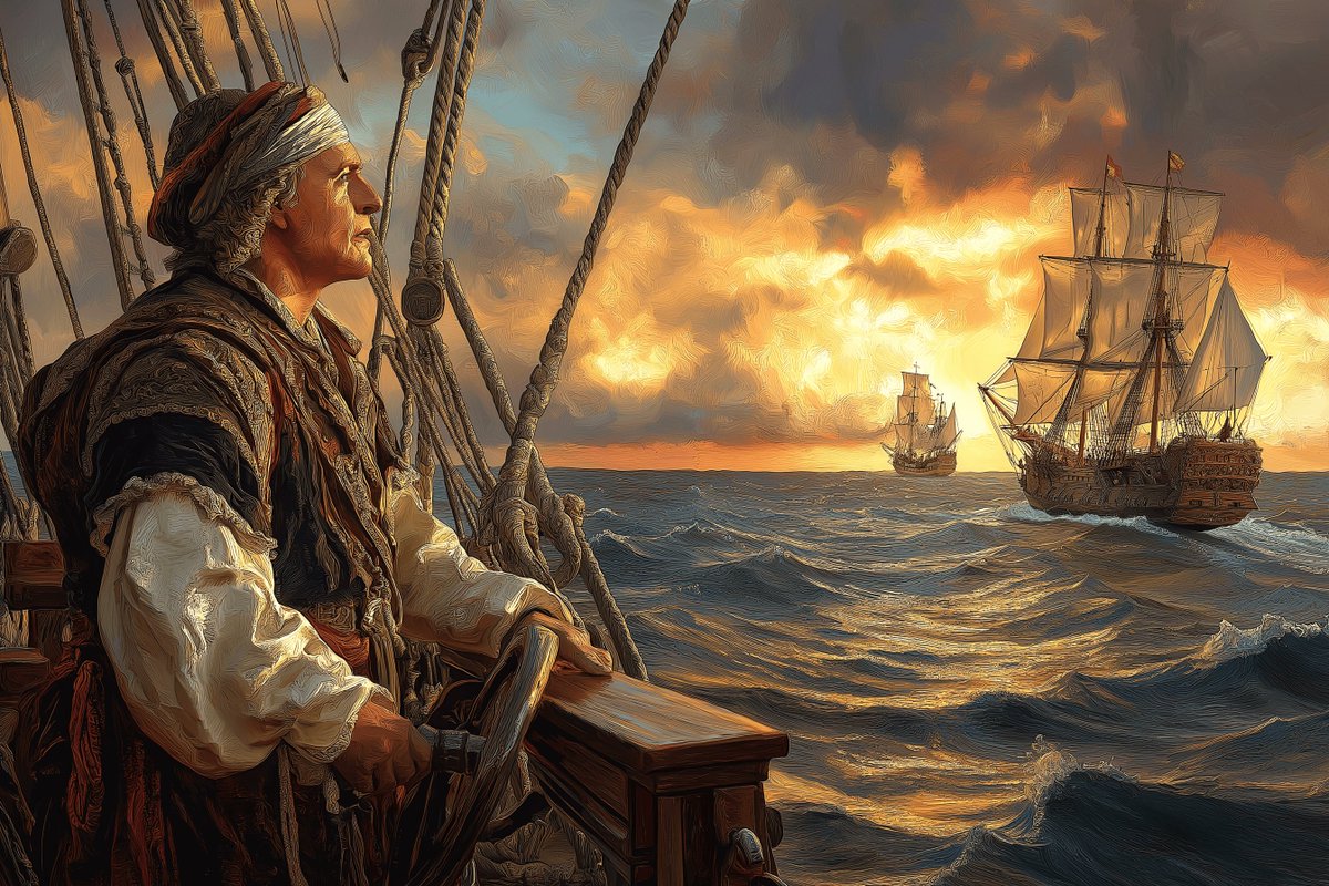 Cristóbal Colón no descubrió nada.

Un marinero moribundo le entregó el secreto más valioso del mundo: la ruta hacia un continente desconocido.

Un secreto que cambiaría la historia… y que casi nadie te cuenta.

Un hilo de misterio, ambición y mapas ocultos 🧵👇