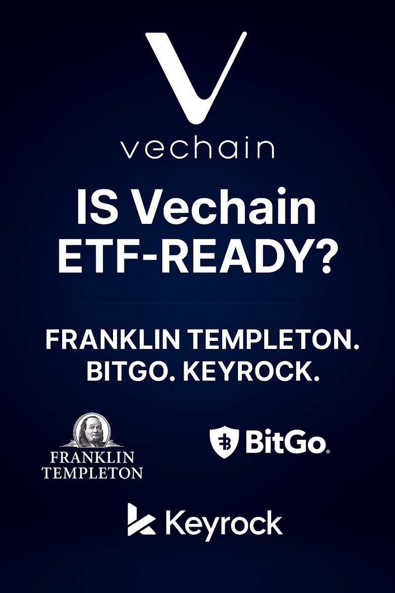 PERE_Mainz's tweet image. 🚨VeChain ETF?🚨

Franklin Templeton. BitGo. Keyrock.
VeChain just locked in the Trifecta of Institutional Adoption — and no one’s ready for what’s coming next.

Let’s break it all down — and explore how this paves the road to a $VET ETF:
👇

#vechain #VTHO #B3TR #ETF