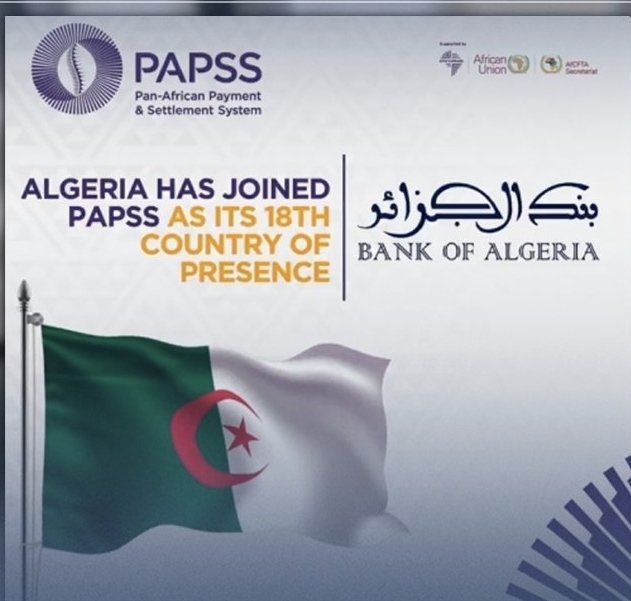 Algeria in Addis-Ababa / PM to African Union (@ambalgaddis) on Twitter photo 📣 #Algeria officially joined the Pan-African Payment & Settlement System #PAPSS <a href="/_AfricanUnion/">African Union</a> <a href="/AfCFTA/">AfCFTA Secretariat Official</a>. 🇩🇿 committed to contribute to common effort to boost intra #Africa #Trade & support continental integration. 📣 #Algeria officially joined the Pan-African Payment & Settlement System #PAPSS <a href="/_AfricanUnion/">African Union</a> <a href="/AfCFTA/">AfCFTA Secretariat Official</a>. 🇩🇿 committed to contribute to common effort to boost intra #Africa #Trade & support continental integration.