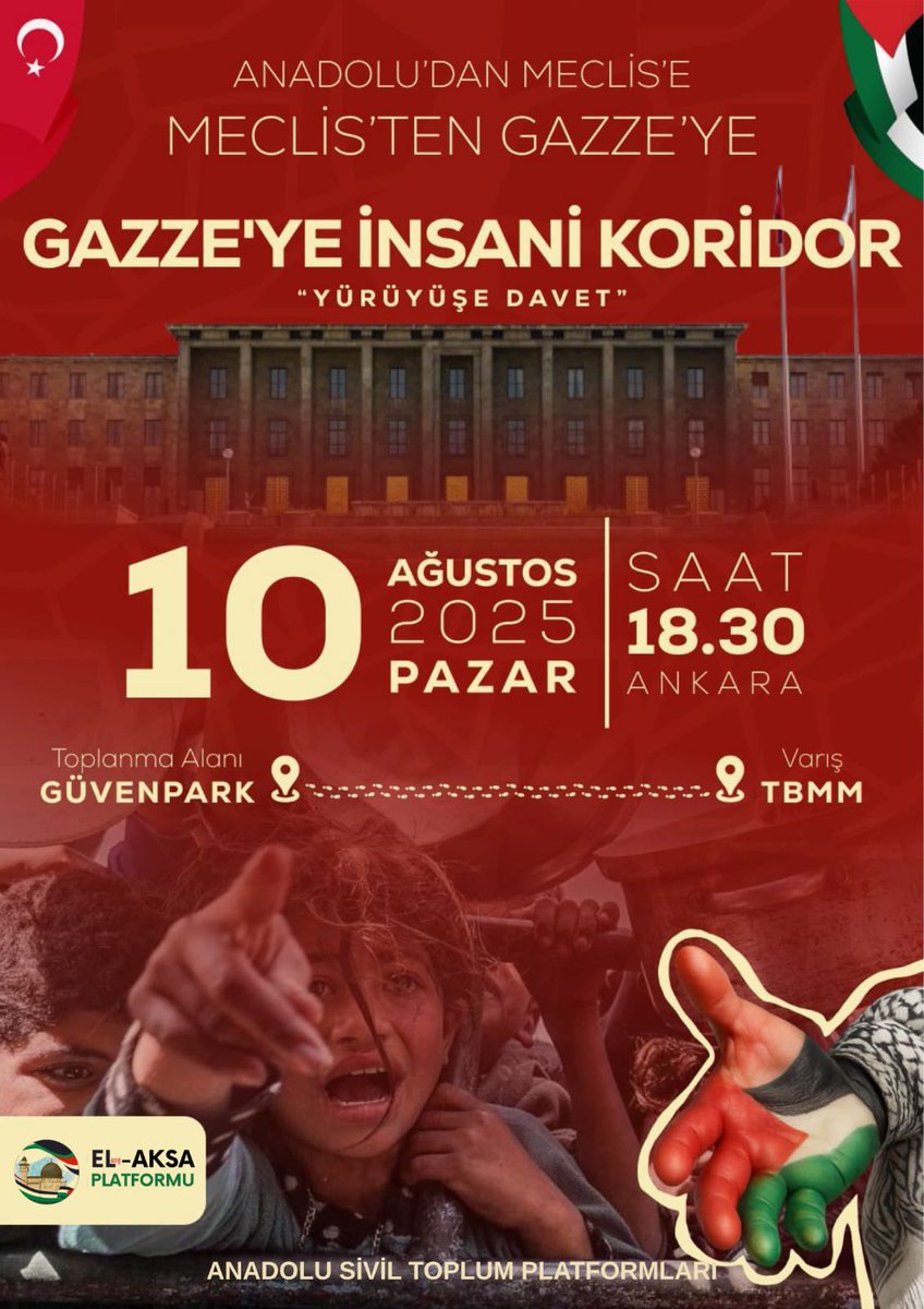 "Bir sabah gelecek kardan aydınlık"

Zulüm bitene, Filistin özgürleşene kadar meydanlarda haykırmaya 
 ve #boykotadevam edeceğiz. 
YAŞASIN NEHİRDEN DENİZE ÖZGÜR FİLİSTİN 🇹🇷 🇵🇸 

Yürüyüşe Davet !

Anadolu'dan Meclis'e Meclis'ten Gazze'ye İnsani Koridor
#FilistindeSoykırımVar