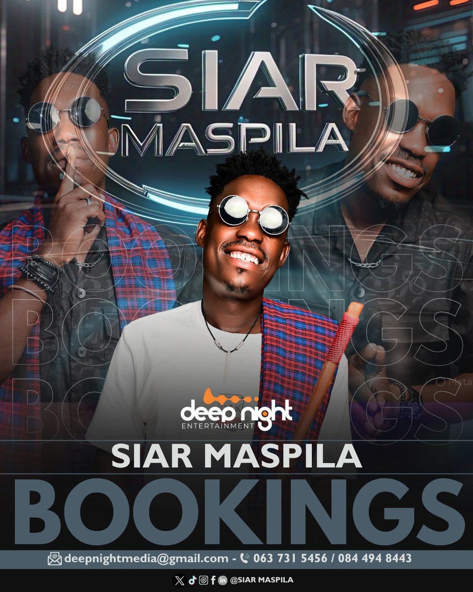 ‼️✨ IMPORTANT ANNOUNCEMENT ✨‼️

For Bookings &amp; Inquiries:

Email: deepnightmedia@gmail.com
Contact: 063 731 5456 or 084 494 8443

#SiarMaspila #AfricasFinestDj #TheGameChanger #AfroHouse #3Step #AfroTech #Music #RT #Repost for awareness. 🙏 💚