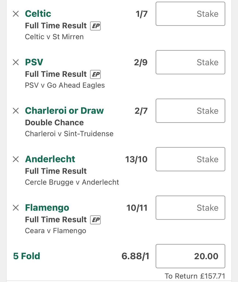 SUNDAY’S FOOTBALL ACCA ❤️