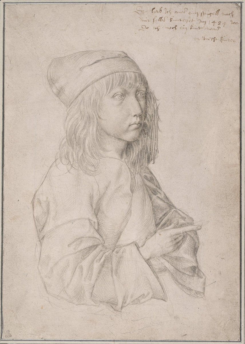 ColeccionMMoret's tweet photo. Los chavales del siglo XV no tenían pantallas, pero les dabas un "lápiz" y te hacían esto:  

Alberto #Durero (1471–1528). Autorretrato con 13 años. Punta de plata , 1484. @AlbertinaMuseum https://t.co/Obuy7lXT0r
