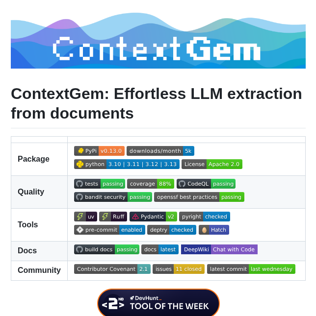 tom_doerr's tweet image. LLM framework for easy structured data extraction from documents