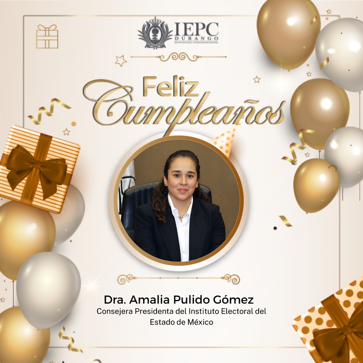 IEPC Durango (@iepcdurango) on Twitter photo El Presidente del <a href="/IEPCDurango/">IEPC Durango</a>, M.D. Roberto Herrera Hernández, las y los Consejeros Electorales, la Secretaria Ejecutiva, y el personal de la Institución felicitan con motivo de su cumpleaños al Dra. <a href="/pulido_amalia/">amalia pulido</a>, Consejera Presidenta del <a href="/IEEM_MX/">IEEM</a>.
¡Muchas felicidades! El Presidente del <a href="/IEPCDurango/">IEPC Durango</a>, M.D. Roberto Herrera Hernández, las y los Consejeros Electorales, la Secretaria Ejecutiva, y el personal de la Institución felicitan con motivo de su cumpleaños al Dra. <a href="/pulido_amalia/">amalia pulido</a>, Consejera Presidenta del <a href="/IEEM_MX/">IEEM</a>.
¡Muchas felicidades!
