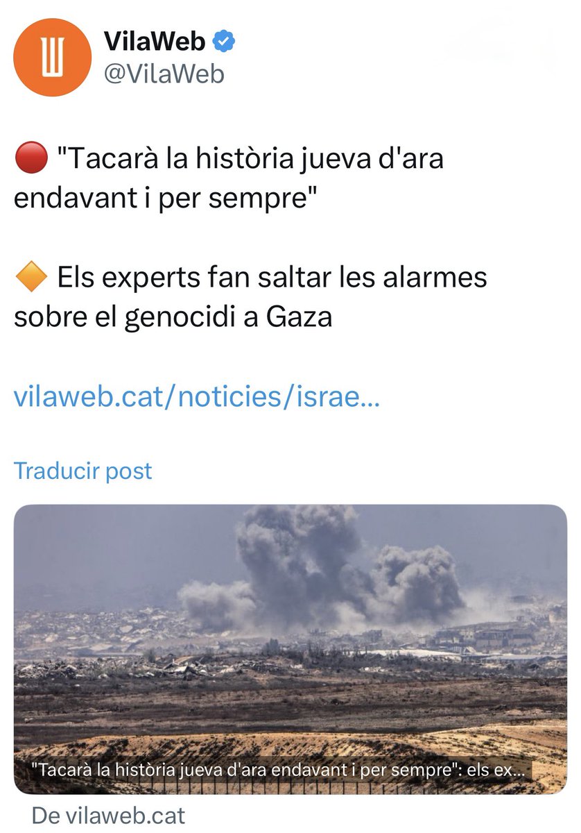 “Tacarà la història jueva d’ara endavant i per sempre”, diuen.
<a href="/VilaWeb/">VilaWeb</a> afirmacions així les hem escoltat massa vegades al llarg dels segles. Però no tothom ha sabut veure amb claredat què representa realment la nostra història: no és taca, és llum.

Una llum que ha il·luminat