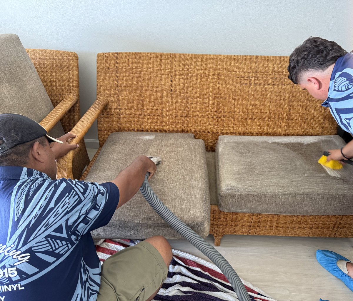 EdsCleaningHI's tweet image. Is your sofa in need of a spa day? 🛋️✨ Let us scrub away the grime and bring back its sparkle! Our deep cleaning will have your couch looking brand new and feeling fabulous! Ready to relax on a fresh seat? 😍 #SofaSpaDay #DeepCleanDreams #CouchGoals #FreshVibes #CleaningMagic