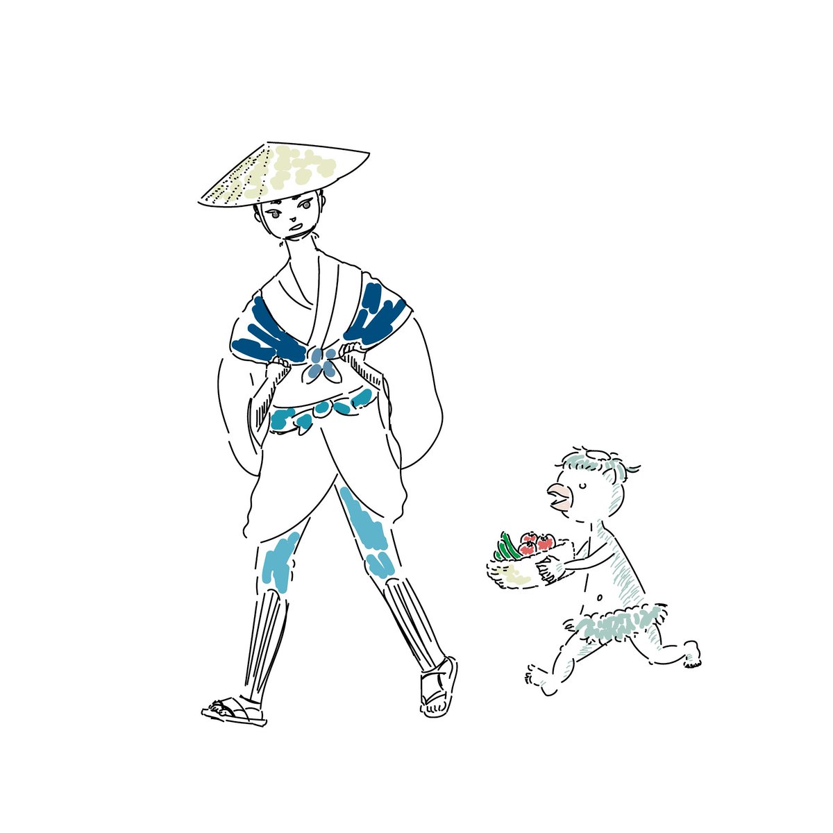 もうすぐ夏旅です〜嬉しい☺️

夏旅は影を渡りて道々に
かごまくらの妖の呼ぶ声

#illustration
#イラスト